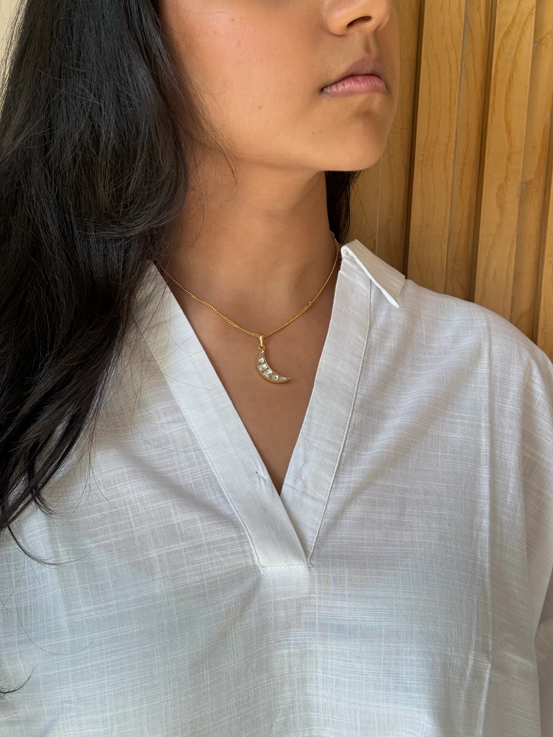 Ardh Pendant – worn close-up
