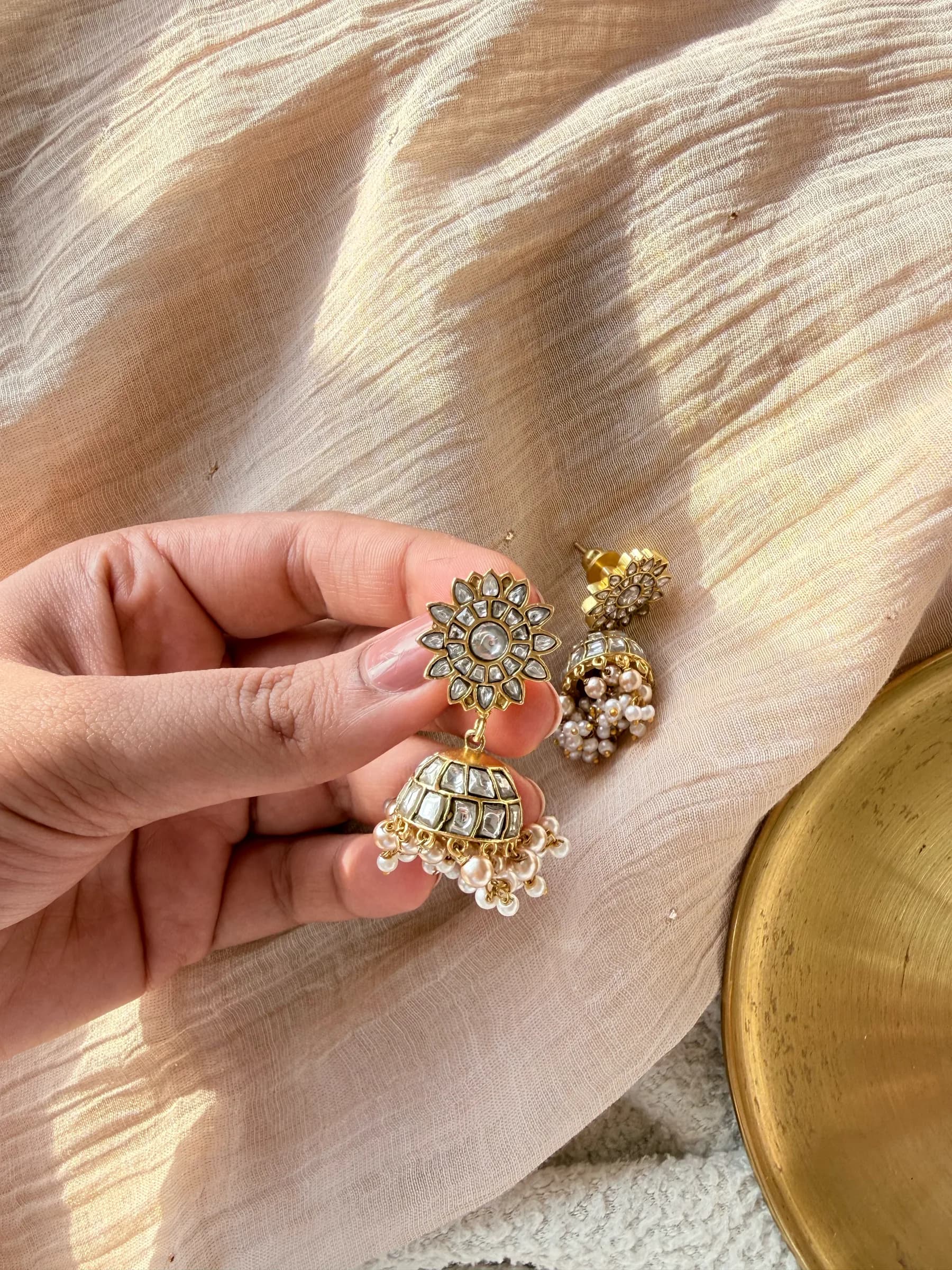 Dahlia Earrings – worn close-up