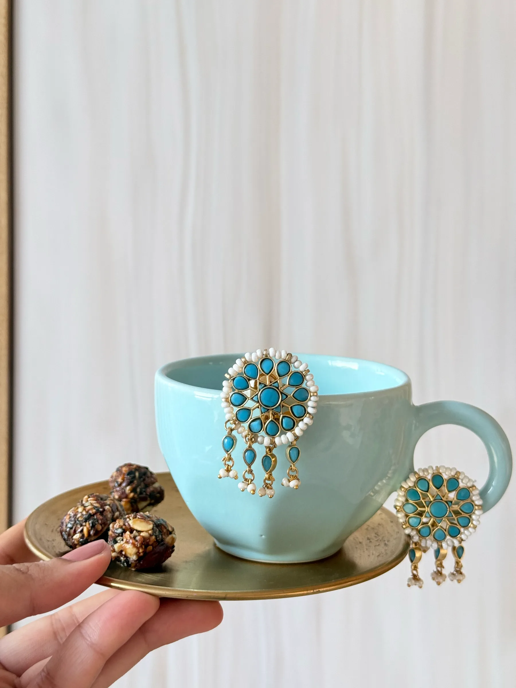Jharna Earrings – worn close-up