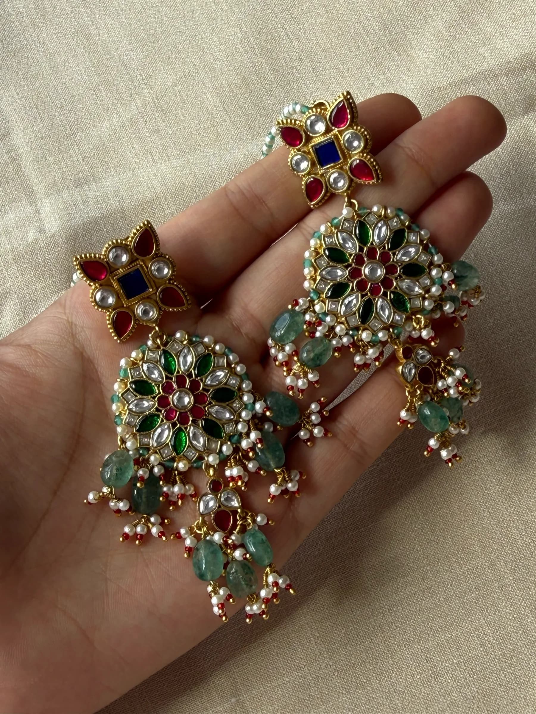 Mallika Earrings – worn close-up