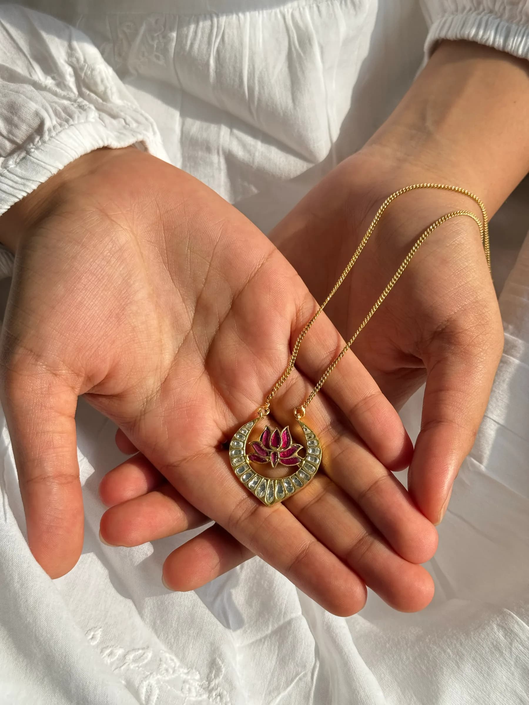 Padma Pendant – worn close-up