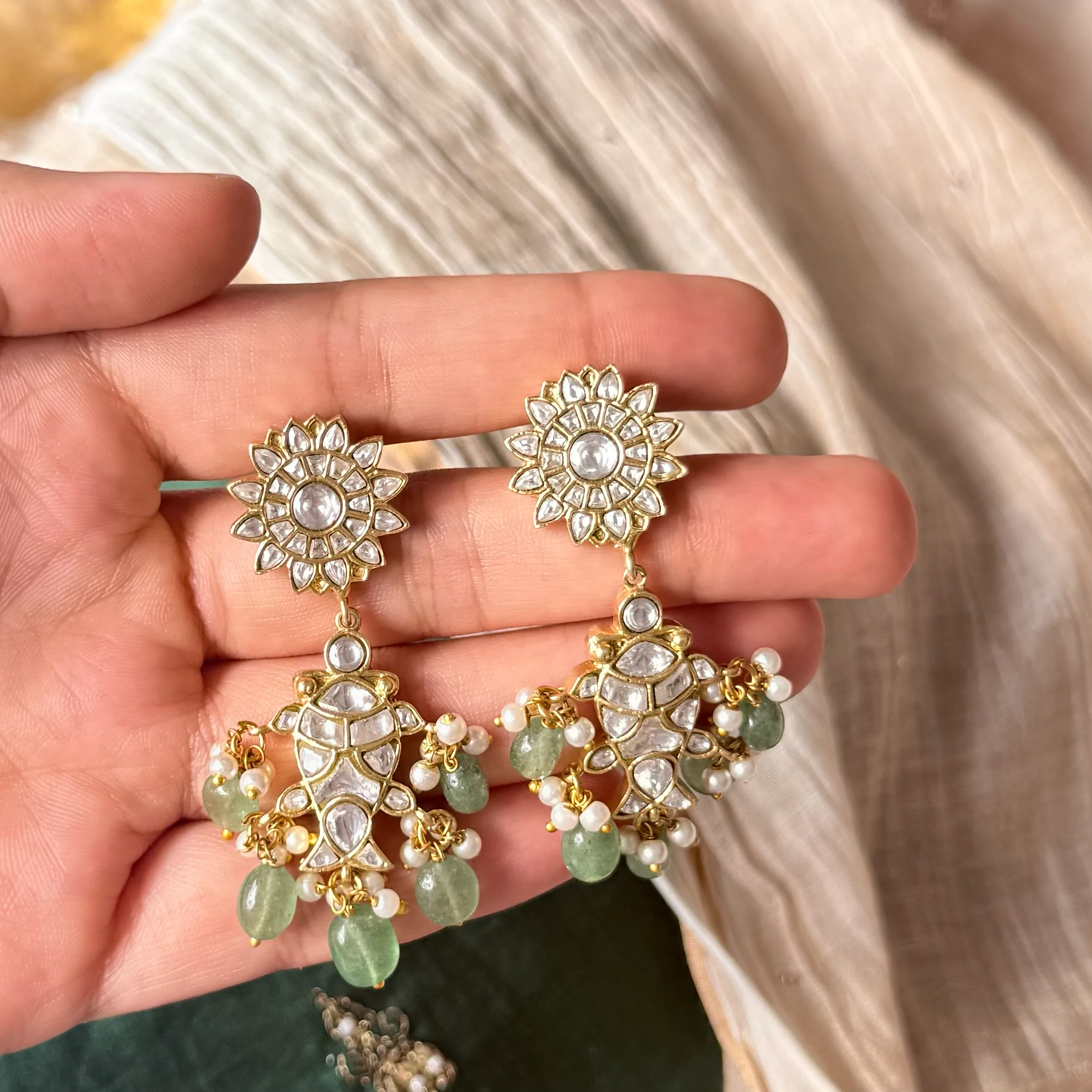 Reva Earrings – worn close-up