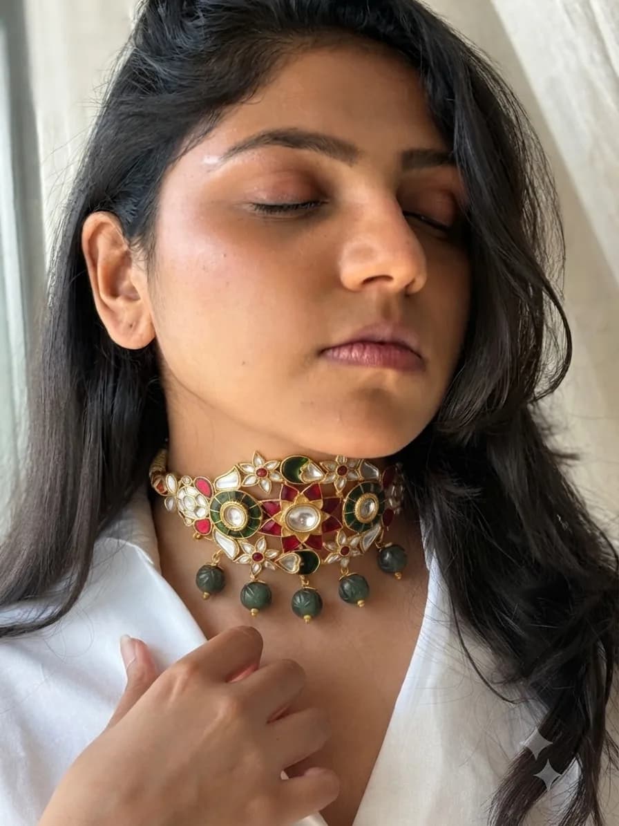 Ziya Choker Set – worn close-up